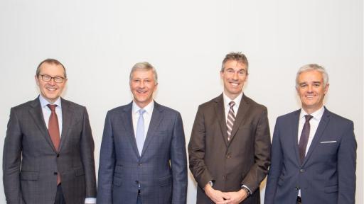 Markus Hongler, Vizepräsident SVV; Rolf Dörig, Präsident SVV; Severin Moser, Vorstandsmitglied SVV; Thomas Helbling, Direktor SVV