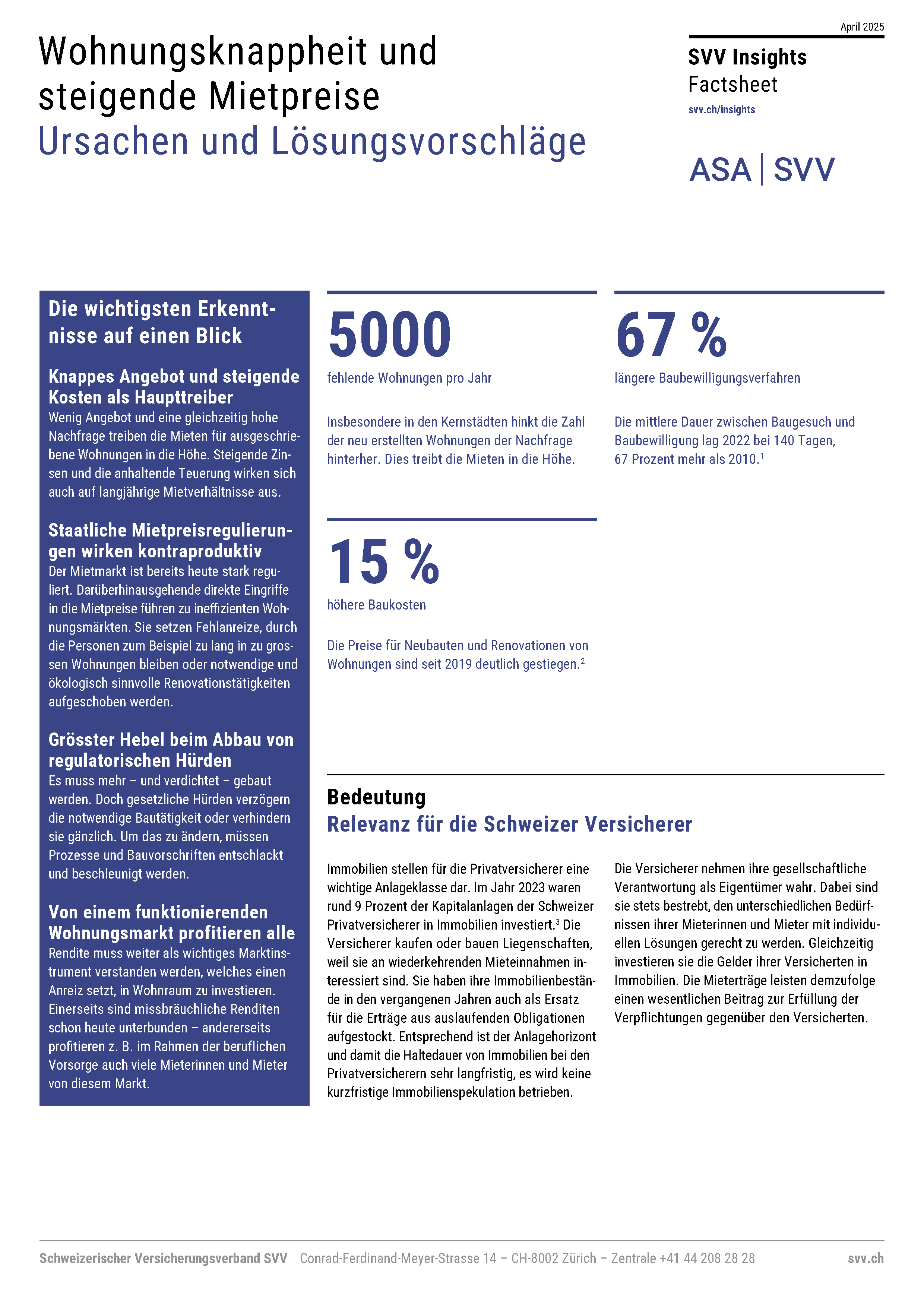 Erste Seite des Factsheets Immobilien auf Deutsch