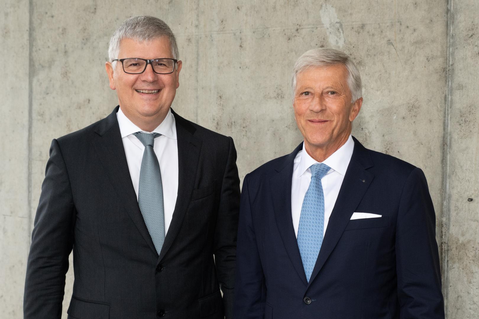 Rolf Doerig und Stefan Maeder am Tag der Versicherer 2023 in Basel