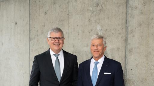 Rolf Dörig und Stefan Mäder am Tag der Versicherer 2023 in Basel
